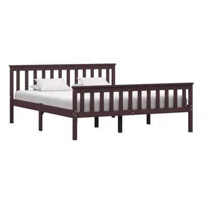 vidaXL Solid Pine Wood Bed Frame Dark Brown 160cm Double Wooden Bed Furniture