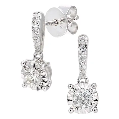 Jewelco London 18ct White Gold Round 1/4ct Diamond 9pts Solitaire Drop Earrings - PE0AXL5749W18