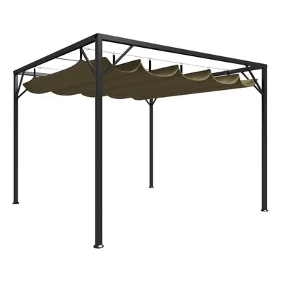 vidaXL Garden Gazebo with Retractable Roof Taupe g/mÂ² Outdoor Marquee