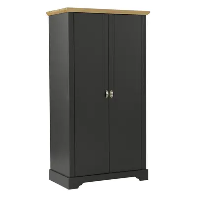 Toledo Door Wardrobe in Grey and Oak Effect Veneer Hanging Rail Storage