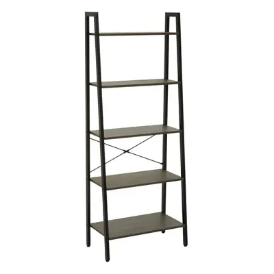 Premier Housewares Bradbury Five Tier Dark Oak Veneer Ladder Shelf Unit