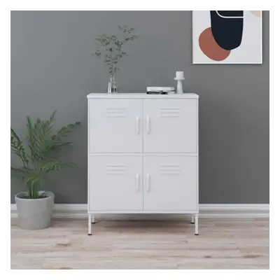 vidaXL Storage Cabinet White Steel Living Room Sideboard Cupboard Bookcase