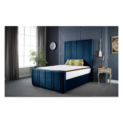 (4FT6 DOUBLE) Lucinda Upholstered Soft Velvet Bed Frame Blue