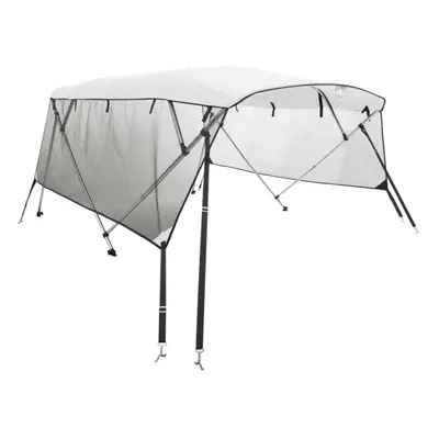 (white and black, x (137-152) cm/with mesh) vidaXL 3-bow Bimini Top with Sidewalls UV-Proof Canv