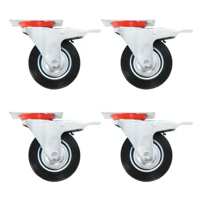 (12 pcs) vidaXL Swivel Casters with Double Brakes Furniture Casters Trolley Caster