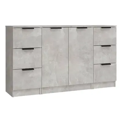 (Concrete grey) vidaXL 3x Sideboards Engineered Wood Cabinet Home Organiser Multi Colours