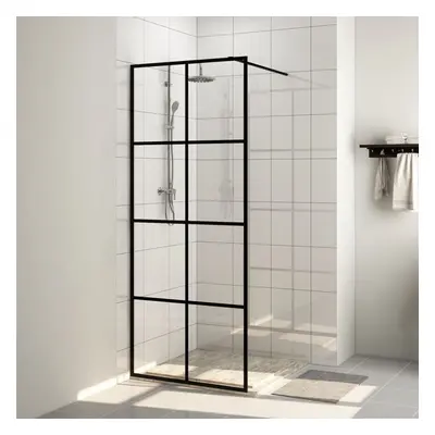 vidaXL Walk-in Shower Wall with Clear ESG Glass Black Shower Screen Partition