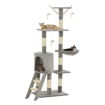 vidaXL Cat Tree with Sisal Scratching Posts 138cm Grey Kitten Furniture Tower