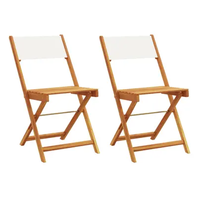 (cream, pcs) vidaXL Bistro Chairs Outdoor Chair Dining Chair Solid Wood Acacia and Fabric