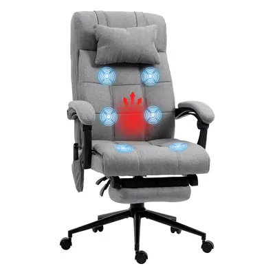 Vinsetto Fabric Vibration Massage Office Chair with Heat, Head Pillow, Grey