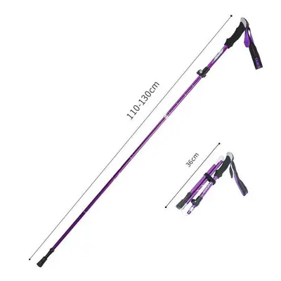 (Purple 110-130) Anti Shock Walking Stick Telescopic Trekking Ultralight Aluminum Alloy Tactical