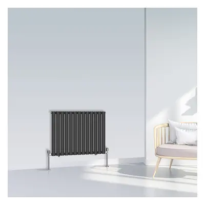 (600x767mm Single, Black) NRG Oval Column Designer Radiator Horizontal Vertical Central Heating 