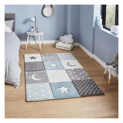 (80x150cm) Brooklyn Kids Rugs in Blue Hand Carved Durable Children Mats