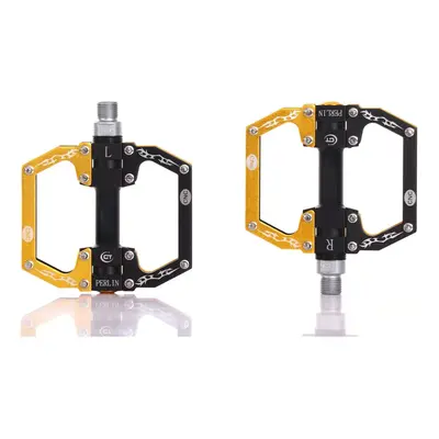 (Black+Yellow) Aluminum Alloy Mountain Bike Pedals Flat Platform Sealed Bearing Axle 9/16" Cycli