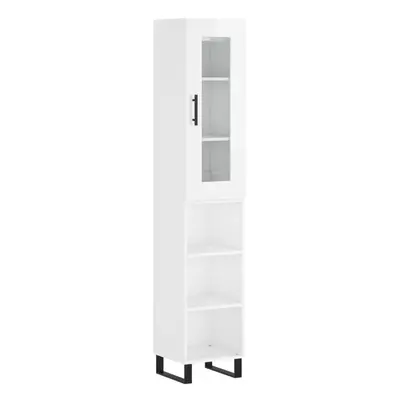 vidaXL Highboard Sideboard Storage Cabinet High Gloss White Engineered Wood