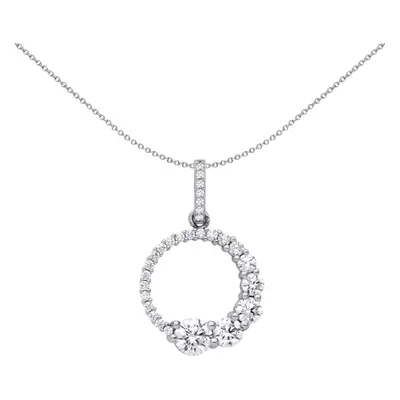 Jewelco London Ladies Rhodium Plated Sterling Silver CZ Graduated Circle of Life Ouroboros Penda