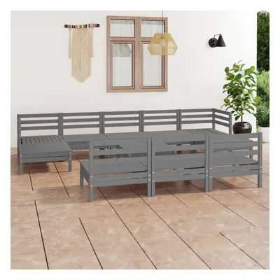 vidaXL Garden Lounge Set Outdoor Lounge Set Piece Grey Solid Wood Pine