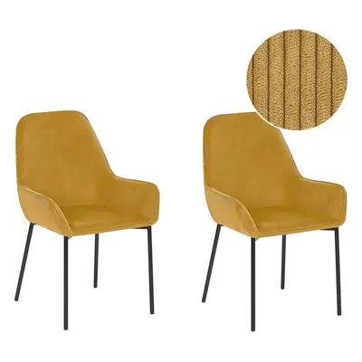 Set of Dining Chairs LOVERNA Corduroy Mustard