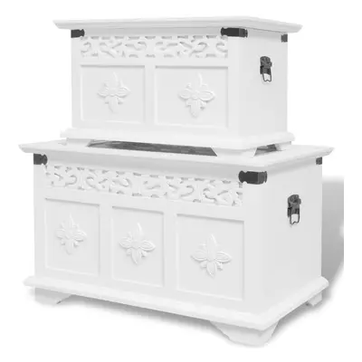 vidaXL Two Piece Storage Chest Set White