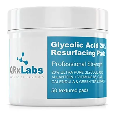 Glycolic Acid 20% Resurfacing Pads for Face & Body with Vitamins B5, C & E, Green Tea, Calendula