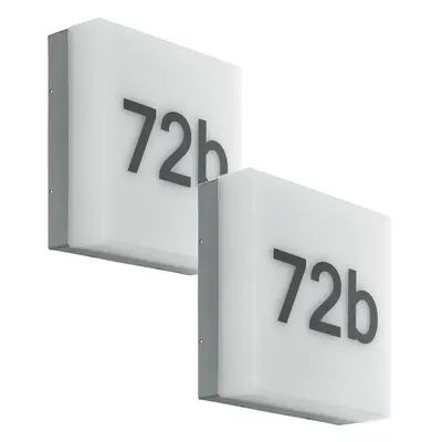 2 PACK IP44 Outdoor Wall Light Anthracite House Number 8.2W LED Porch Lamp