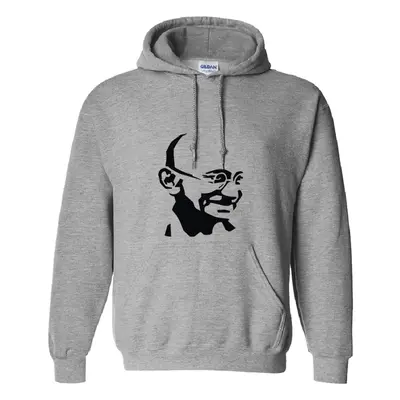 (3XL) Mahatma Gandhi Indian Hero Mens Sport Grey Hoodie Hooded Sweat Sweater