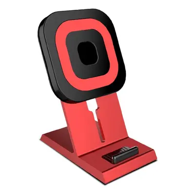 (Red) 10W Qi Standard Desktop Wireless Charger Multi-Function Charging Stand Holder