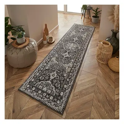 (Runner 68x235 cm) Grey Traditional Distressed Faded Rugs Modern Small Extra Large Hall Runner C