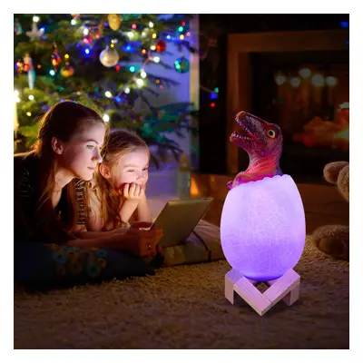 Decorative 3D Raptor Dinosaur Egg Smart Night Light Remote Control Touch Switch Colors Change LE