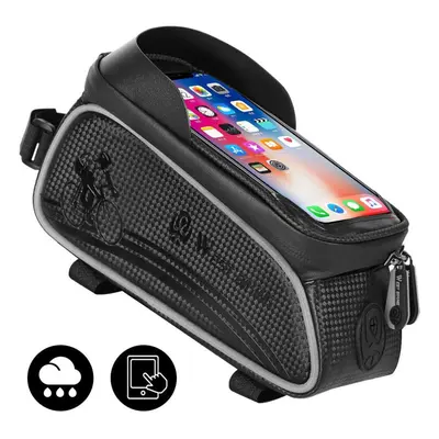 (Black) MTB Road Cycling Waterproof Top Tube Bag Touch Screen Bicycle Front Frame Pannier