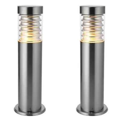 2 PACK Outdoor IP44 Bollard Light Marine Grade Steel Lamp Post Garden Patio