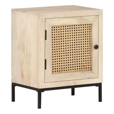 Bedside Cabinet 40x30x50 cm Solid Mango Wood and Natural Cane