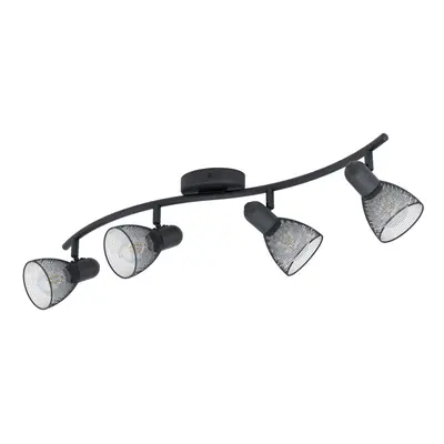 Flush Ceiling Spot Light Colour Black Wave Bracket Mesh Look Shade E14 4x40W