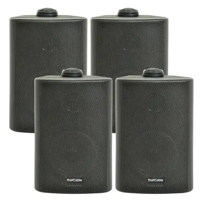 4x 60W Black Outdoor Rated Garden Wall Speakers Wall Mounted HiFi 8Ohm & 100V