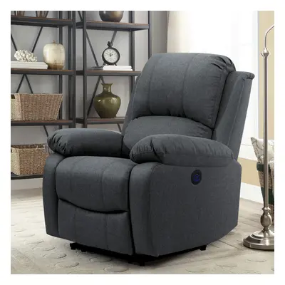 (Dark Grey, Chair Only) Fabric Electric Recliner Sofa Suite Seater Seater Sofa Chair Light Or Da