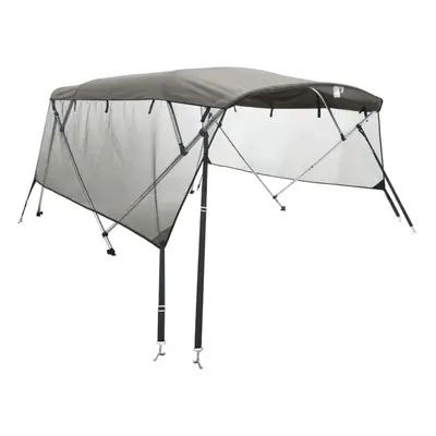 (anthracite grey, x (185-198) cm/with mesh) vidaXL 3-bow Bimini Top with Sidewalls UV-Proof Canv