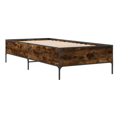 (smoked oak, x cm) vidaXL Bed Frame Home Bed Base Mattress Foundation Engineered Wood and Metal