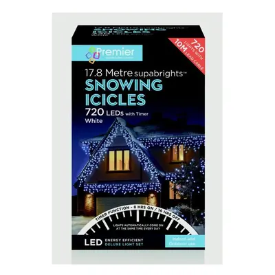 Premier - Snowing Icicles With Timer White - LED