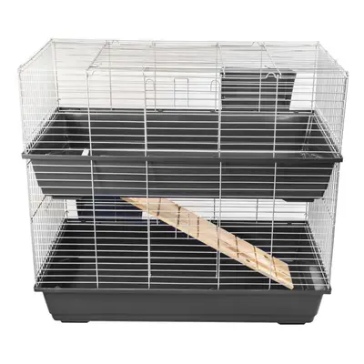 KCT Double Level 100cm Indoor Animal Run Pet Cage or Hutch - Dark Grey