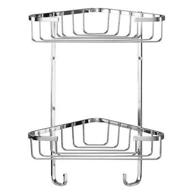 Croydex Two Tier Stainless Steel Medium Corner Basket Shower Caddy, Year Rust Free Guarantee