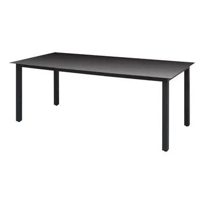 vidaXL Garden Dining Table Glass Aluminium 190x90x74 cm Black Outdoor Patio