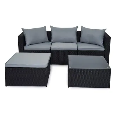 (Black, With Cover) EVRE Malaga Outdoor Rattan Furniture Set+ Cushions