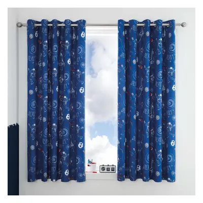 Space Adventure Eyelet Curtains Black 66" x 72"