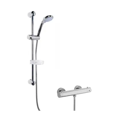 Round Thermostatic Minimalist Bar Valve and Multi Function Handset Slider Rail Kit Shower Bundle