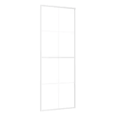 vidaXL Sliding Door ESG Glass and Aluminium 76x205 cm White Barn Interior Door