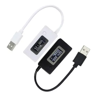 (White) LCD Digital Display USB Charging Ammeter Voltmeter Capacity Tester Power Adapter