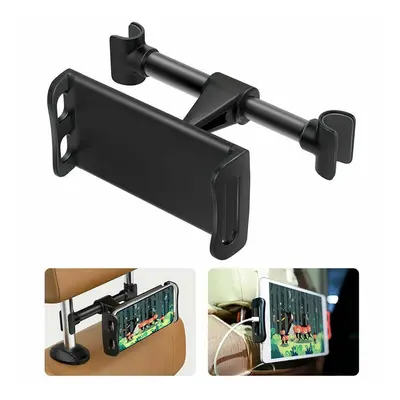 (Black) Car Phone Tablet Holder Headrest Mount Adjustable For Inch