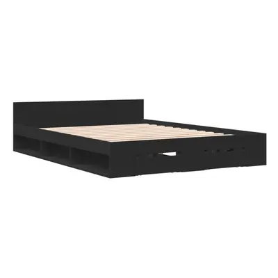 (black, x cm) vidaXL Bed Frame with Drawers Bed Base Smoked Oak 200x200 cm Engineered Wood