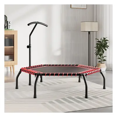 (Black&Red) 48in Bungee Cords Hexagonal Trampoline with Adjustable T-Bar Handle