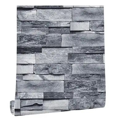 Wallpaper Bricks Slate Textured 3D Effect Grey Brick Tones Wall Paper 45cmx6m